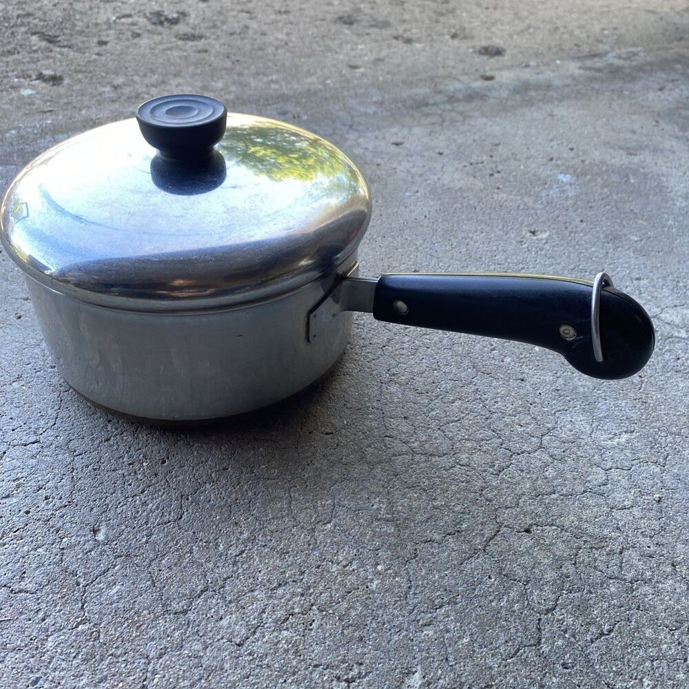 Vintage Revere Ware Copper Clad 2 Qt Saucepan Lid Stainless USA Clinton 1801